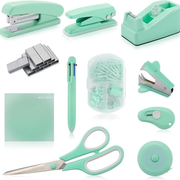 Desk Accessory Kit Cute Office Supplies Set Desktop Stapler Set - Picture 2 of 8